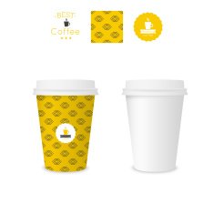 Closed paper cup for coffee with texture N17