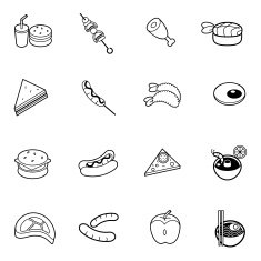 food icons set vector illustration