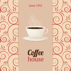Coffee house menu with cup of hot drink