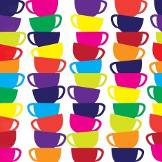 Abstract seamless vector background with cups