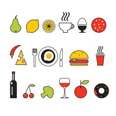 vector line color food icons