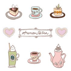 hand sketch afternoon tea cake cold drink