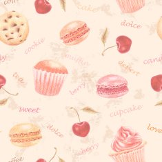 Hand drawn dessert seamless pattern on shabby grangy background