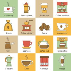 Coffee icons flat N3