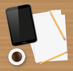 Desk concept with a blank paper N3