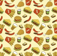 Seamless texture with fast food icons