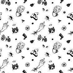 Hipster vintage ink seamless pattern With different things people heads