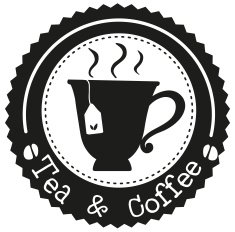 tea and coffee label with a cup