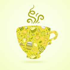 Mug with tea pattern isolated background N2