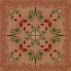 carpet with flowers and leaves on brown-khaki background