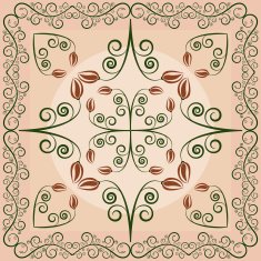 carpet with flowers and leaves on latte background