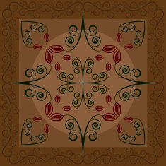 carpet with flowers and leaves on brown-khaki background N2