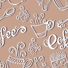 Seamless Pattern with Cups of Coffee (Vector) N3