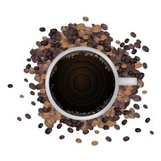 Hot Coffee with Roasted Beans