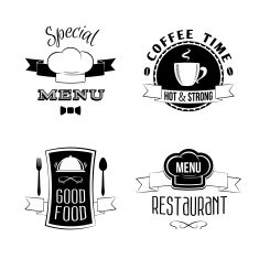 Restaurant menu emblems set