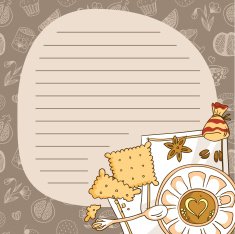 Coffee menu with a cup cookies and candies