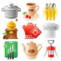 Cooking utensil icon set