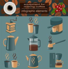 Equipment for making coffee set infographics elements N12