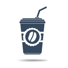 Icon of coffee glass with tube