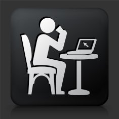 Black Square Button with Drinking & Working