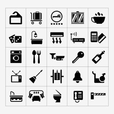 Set icons of hotel hostel and rent apartments