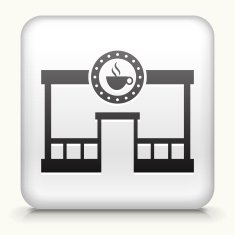 Square Button with Coffee Shop