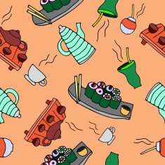 seamless pattern of food and drinks