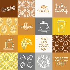 Vector chocolate cocoa and coffee icons