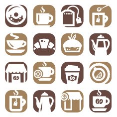 color coffee and tea icons
