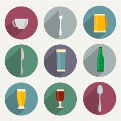 Flat Icons of web and mobile applications utensil objects