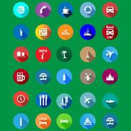 travel icons set in a flat style N3