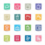 Coffee icons set and white background