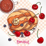 breakfast pancakes with maple syrup