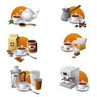 Coffee and tea icon set N3