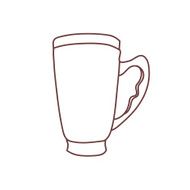 Brown Tall Steel Take-Out Lineart Coffee Mug isolated on White