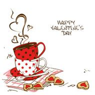 Valentine&#039;s greeting card with pair of teacups