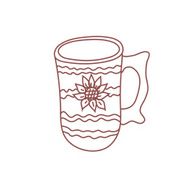 Handmade Coffee Mug Lineart Outline with Stripes and sunflower Decoration