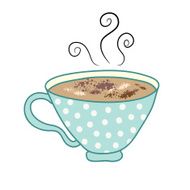 Pastel Green Tea Cup with Hot Beverage and Swirling Steam