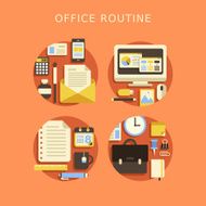 flat design concept of routine office