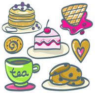 Set of hand drawn desserts Vector illustration