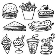 Fastfood collection in Black and White