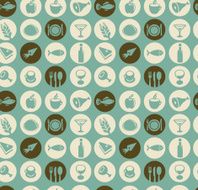 Vector pattern with food and restaurant icons