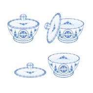 Sugar bowl faience part of porcelain