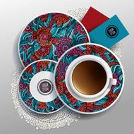Vector illustration with plates and cup