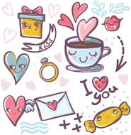 Set of valentine icons Vector