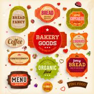 Bakery cafe labels set