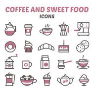 Icons Coffee and Sweet food N2
