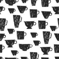 Seamless pattern with cups mugs