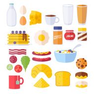 Set of colorful breakfast icons N2