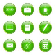 Office Work Green Vector Button Icon Design Set N13